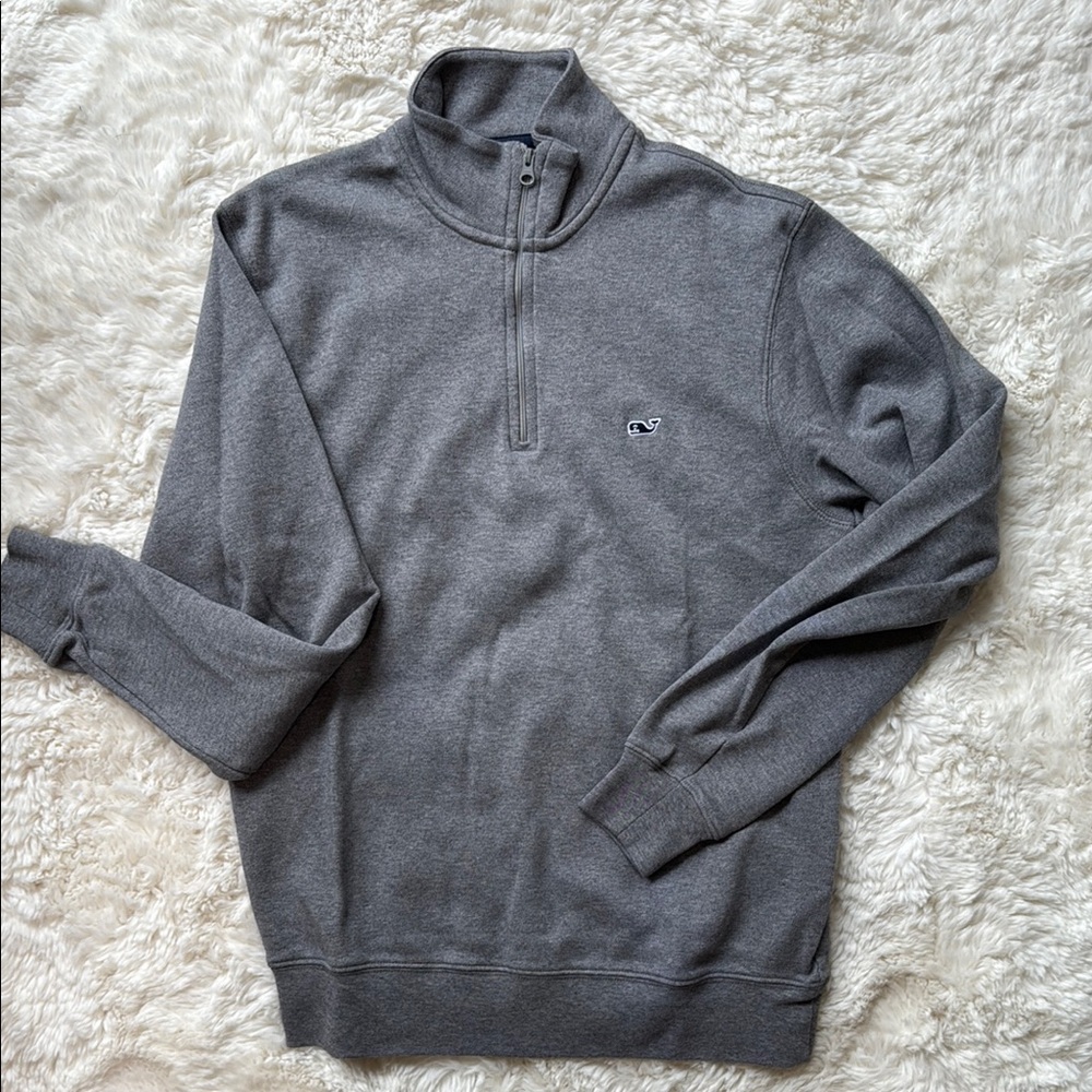 Vineyard Vines Saltwater 1/4 zip Gray Z Sweater Classic Knit